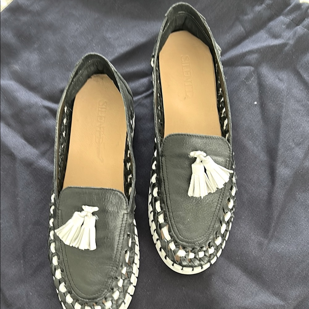 Silent D  Women's Black and White Loafers